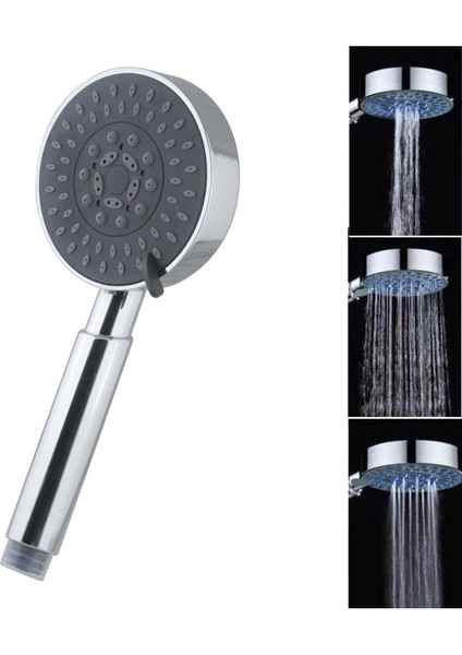 Yağmur 3 Su Akış Fonksiyonlu El Duş Başlığı Krom Kaplı Paslanmaz Banyo El Duşu Tepe Duşu Duş Başlığı