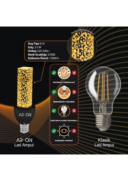 Dekoratif LED Ampul MOD1011 E14 2700 Kelvin