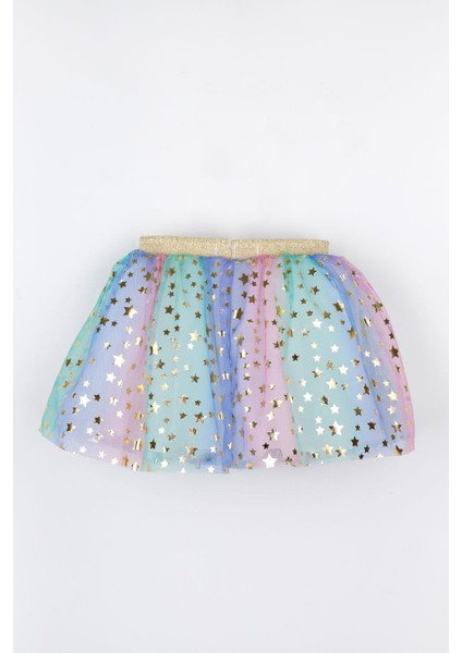Çok Renkli Yıldız Baskılı Kız Çocuk Tül Etek - Pauline modelleri
