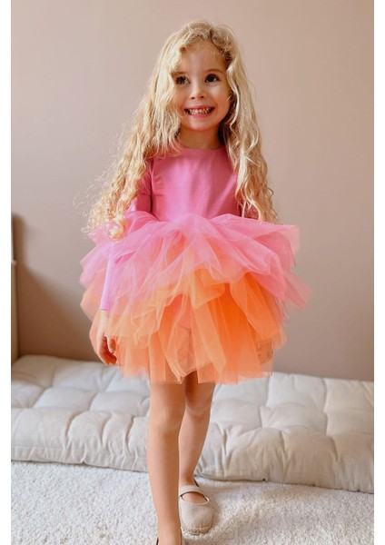 Pembe Tütü Etekli Kız Çocuk Balerin Elbise - Miranda