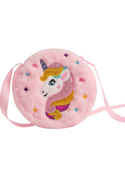 Unicorn Yuvarlak Çocuk Omuz Çantası Peluş Bozuk Para Cüzdanı (Yurt Dışından)