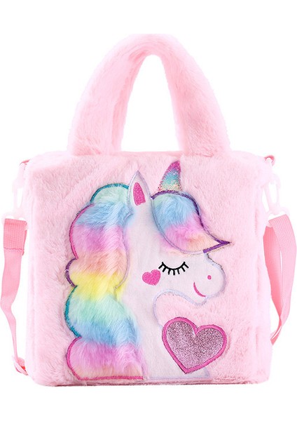 Işlemeli Peluş Omuz Çantası Çocuk Unicorn Tote Çanta (Yurt Dışından)