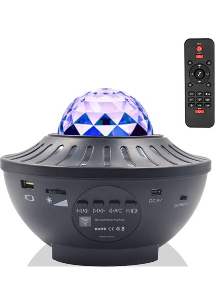 Uzaktan Kumandalı Bluetooth Müzikli Ortam Işığı LED Starlight Projektör-Siyah (Yurt Dışından)