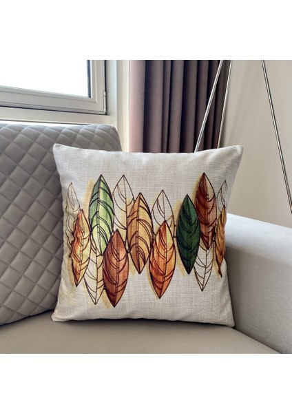 Yaprak Desenli Çift Taraflı Dekoratif Kırlent Kılıfı