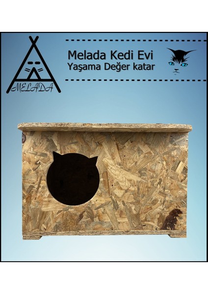 Kedi Kulubesi Dış Ortam Uygun Ahşap Kedi Evi Osb 50X45X34 cm