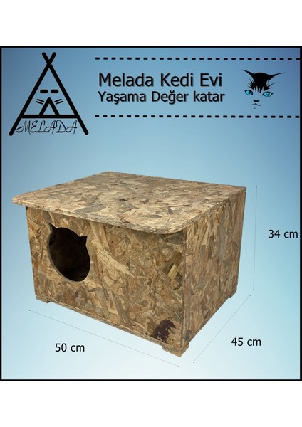 Kedi Kulubesi Dış Ortam Uygun Ahşap Kedi Evi Osb 50X45X34 cm