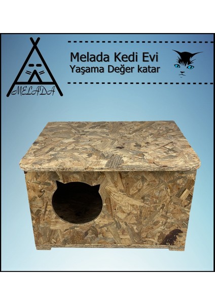 Kedi Kulubesi Dış Ortam Uygun Ahşap Kedi Evi Osb 50X45X34 cm