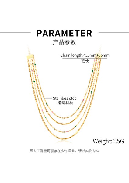 Fransız Ins Stili Titanyum Çelik Çok Katmanlı Istifleme Köprücük Kemiği Zinciri Paslanmaz Çelik Basit Dört Katmanlı Zincir Kolye (Yurt Dışından)