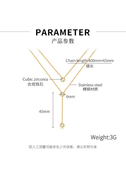 Çift Katmanlı Aşınma Titanyum Çelik Püskül Elmas Kolye Kadın Hafif Lüks Altın Paslanmaz Çelik Bayanlar Köprücük Kemiği Zinciri (Yurt Dışından)