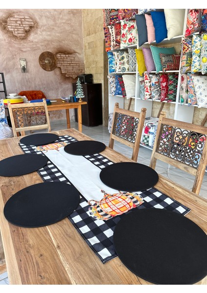 Damalı Siyah Kabak Runner Supla Takım