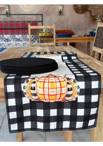 Damalı Siyah Kabak Runner Supla Takım fiyatları