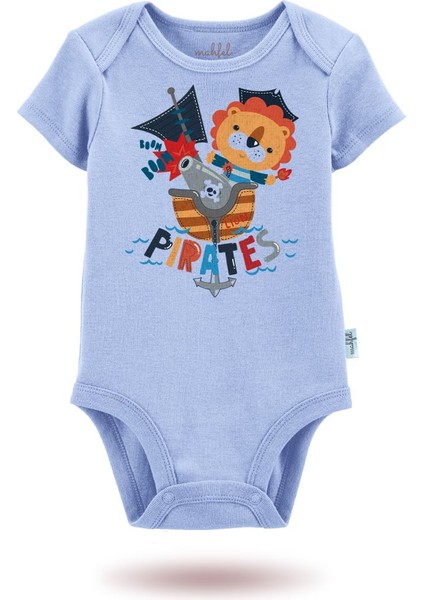 2'li Organik"küçük Korsan " Baskılı Kısa Kollu Bebek Body Zıbın modelleri