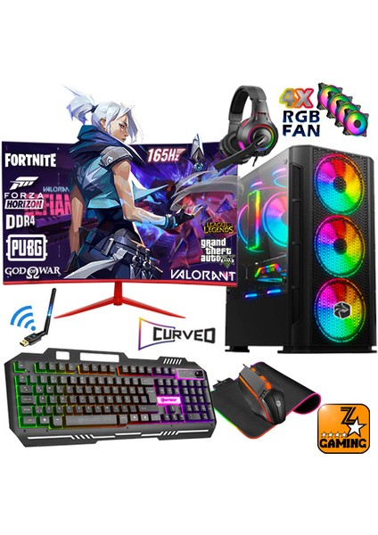 Icaris X3 Ryzen 5 3600 16GB 256GB M.2 Ssd+1tb RTX3060 12GB 23.8" 165Hz Oyuncu Masaüstü Bilgisayar