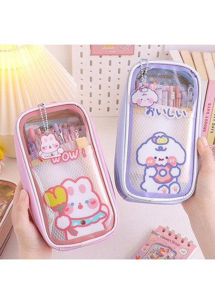 Büyük Kapasiteli Öğrenci Kalem Kutusu, Şeffaf Kızın Yaratıcı Basit Kalem Kalem Kutusu (Yurt Dışından) fiyatları