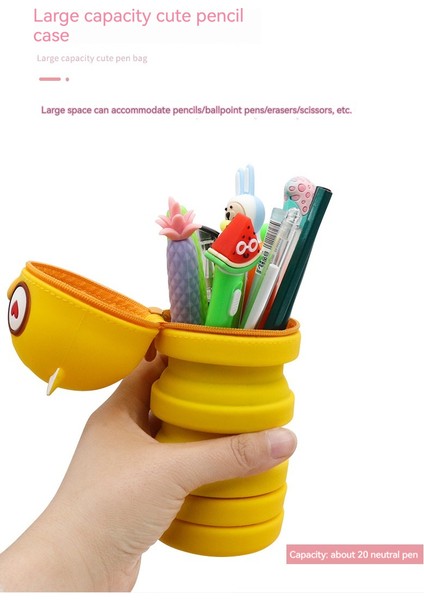 Silikon Kalem Çantası Fermuarlı Geri Çekilebilir Kalem Tutucu Kalem Kutusu (Yurt Dışından) modelleri