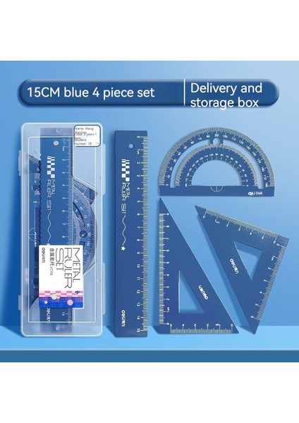 Metal Cetvel Seti, Üçgen Cetvel, Dalgalı Çizgili Cetvel, Dört Parçalı Alüminyum Alaşımlı Açıölçer Seti (Yurt Dışından)