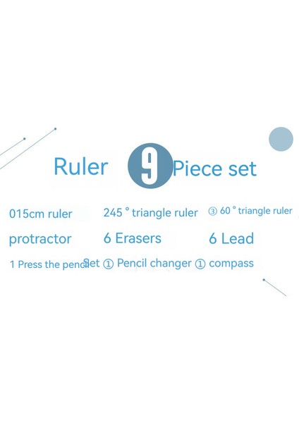 Pusula ve Cetvel 9 Parçalı Set, Matematiksel Çizim Araçları, Çizim Cetveli (Yurt Dışından)