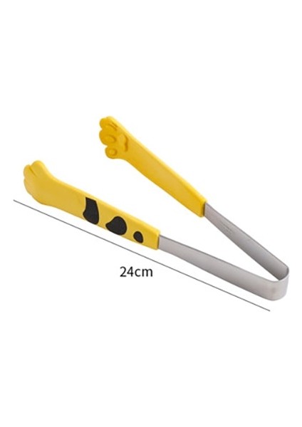 YELLOW-24CM Style Sevimli Kedi Pençesi Şekli Maşa Maşa Servis Buz Küpü Meyveler Şeker Barbekü Izgara Maşası Mutfak Pişirme Aksesuarları (Yurt Dışından)