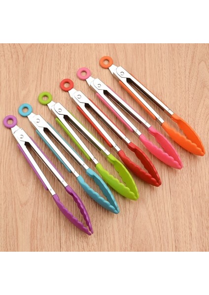 Yeşil Stil 1 Adet Mutfak Aletleri 8 Inç Gıda Sınıfı Gıda Klipsi Pişirme Araçları Silikon Barbekü Maşa Paslanmaz Çelik Saplı (Yurt Dışından) modelleri