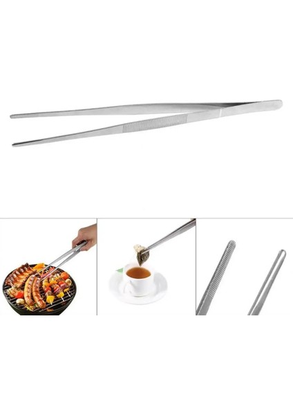 30 cm Uzun Cımbız Çelik Gıda Maşa Düz Barbekü Aracı Mutfak Cımbız Barbekü Için Gümüş Açık Klip (Yurt Dışından) modelleri