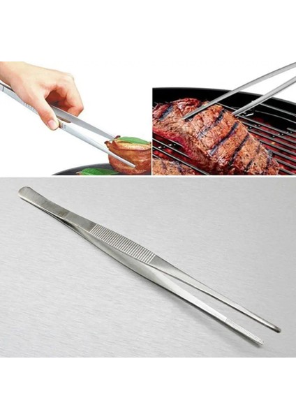 30 cm Uzun Cımbız Çelik Gıda Maşa Düz Barbekü Aracı Mutfak Cımbız Barbekü Için Gümüş Açık Klip (Yurt Dışından) fırsatları