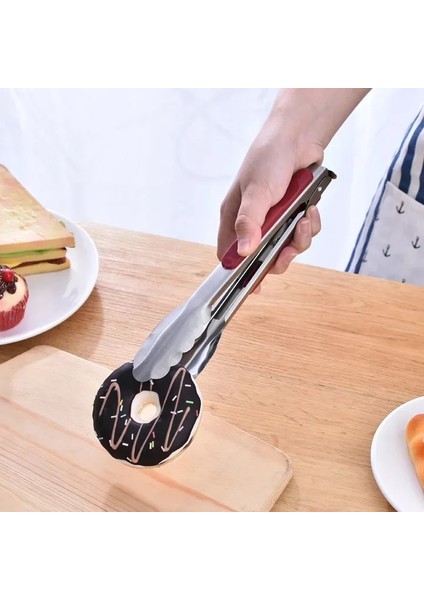 28CM Kırmızı Stil Barbekü Izgara Maşası Mutfak Maşası Paslanmaz Çelik Yapışmaz Barbekü Izgara Pişirme Maşası Mutfak Barbekü Kelepçesi Aksesuarları Araçları (Yurt Dışından) indirimleri