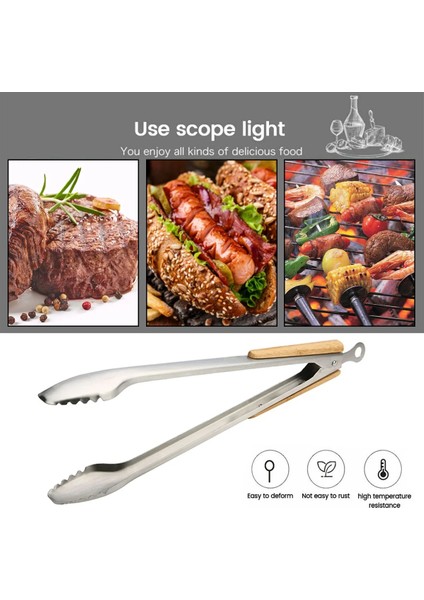 1 Adet Ahşap Saplı Barbekü Izgara Maşası Salata Ekmek Servis Maşası Yapışmaz Mutfak Barbekü Izgara Pişirme Maşası Mutfak Aksesuarları (Yurt Dışından) fiyatları