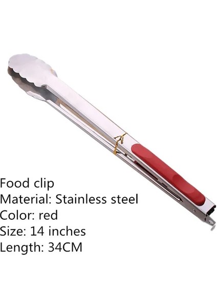 34CM Kırmızı Stil Barbekü Izgara Maşası Mutfak Maşası Paslanmaz Çelik Yapışmaz Barbekü Izgara Pişirme Maşası Mutfak Barbekü Kelepçesi Aksesuarları Araçları (Yurt Dışından)