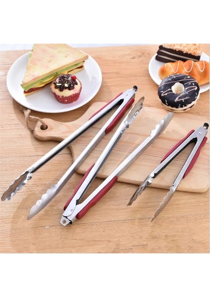 34CM Kırmızı Stil Barbekü Izgara Maşası Mutfak Maşası Paslanmaz Çelik Yapışmaz Barbekü Izgara Pişirme Maşası Mutfak Barbekü Kelepçesi Aksesuarları Araçları (Yurt Dışından) modelleri
