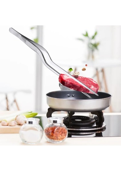 21CM Tarzı Mutfak Cımbız Barbekü Gıda Cımbız Klip Mef Maşa Barbekü Pişirme Barbekü Araçları Için Paslanmaz Çelik Taşınabilir (Yurt Dışından)