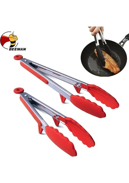 9 12 Inç-Siyah Tarzı Silikon Barbekü Izgara Maşası Salata Ekmek Servis Maşası Yapışmaz Mutfak Barbekü Izgarası Ortak Kilitli ve Standlı Pişirme Maşası (Yurt Dışından) fiyatları