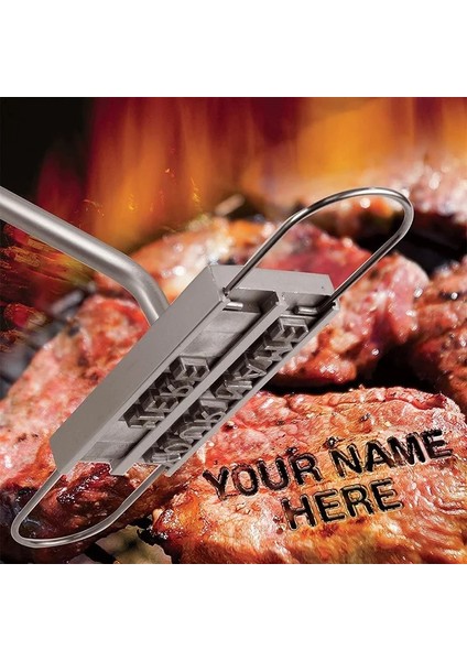 Barbekü Et Ing Demir Maşa Dıy Açık Barbekü Mektubu Baskılı Biftek Et Imza Adı Işaretleme Damga Izgara Aracı Mutfak Eşyaları (Yurt Dışından)