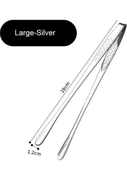 Büyük Gümüş Tarzı Paslanmaz Çelik Gıda Maşası Uzun Saplı Kaymaz Kore Barbekü Maşası Biftek Maşası Barbekü Mutfak Pişirme Araçları Aksesuarları (Yurt Dışından)