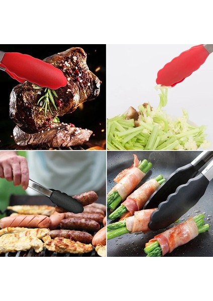 Mor Tarzı Barbekü Maşası Silikon Kapak Kolu Mutfak Maşası Kilit Tasarım Barbekü Klipsi Kelepçe Mutfak Paslanmaz Çelik Gıda Maşası Isı Gereçleri (Yurt Dışından) fiyatları