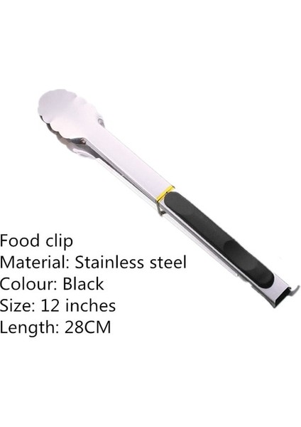 28CM Siyah Stil Paslanmaz Çelik Barbekü Izgara Maşası Açık Havada Barbekü Izgarası Için Izgara Aksesuarları Türk Mutfak Gereçleri ve Aletleri Servis Aleti Yemek (Yurt Dışından)