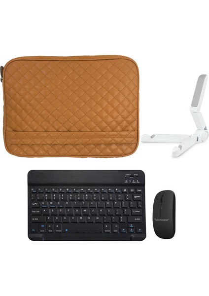 Samsung Tab S8 Plus SM-T800 12.4 Inch Tablet Kapitone Tablet Çanta + Bluetooth Klavye + Mouse + Tablet Standı - AL8123