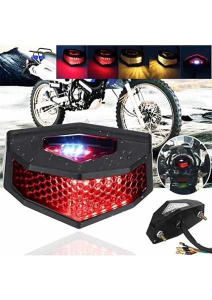 12V Evrensel Motosiklet LED Arka Çamurluk Fren Stop Kuyruk Işık Motor Bisiklet Dönüş Sinyal Lamba Retro Motokros Plaka Işık (Yurt Dışından)