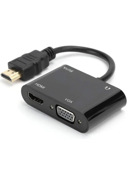 Coverzone 1080P 2in1 Hd'den Vga'ya HDMI to VGA Hd Dönüştürücü Bilgisayar Projeksiyonu - Hd Ürünleri Için Tv Adaptörüne VGA Ürünlerini Bağlama ZR724