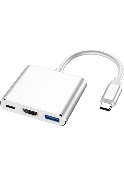 3'ü 1 Arada USB C Hub, 4K USB 3.0 Tip-C'den HDMI Uyumlu Hub Adaptörüne MacBook Pro Huawei Için Çok Bağlantı Noktalı Pd Şarj Istasyonu (Yurt Dışından)