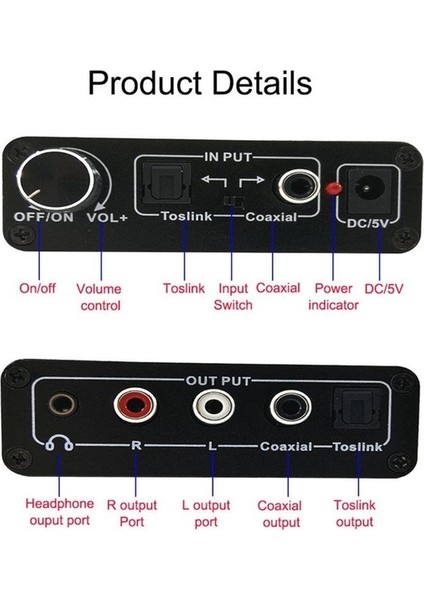 Koaksiyel Dijital - Analog Rca 3.5mm Ses Hifi Dönüştürücü Adaptör, Spdif Toslink Dijital - Analog Ses Anahtarı ile (Yurt Dışından)