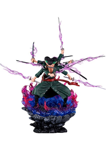 Tek Parça Üç Baş, Altı Kol ve Dokuz Kılıç Asura Zoro Savaş Formu Figürü (Yurt Dışından)