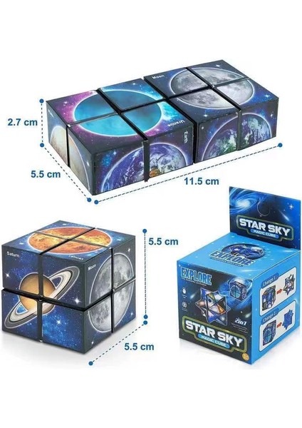 Yıldızlı Gökyüzü Çeşitliliği Rubik Küpü 3D Stereo Sonsuz Rubik Küpü (Yurt Dışından)