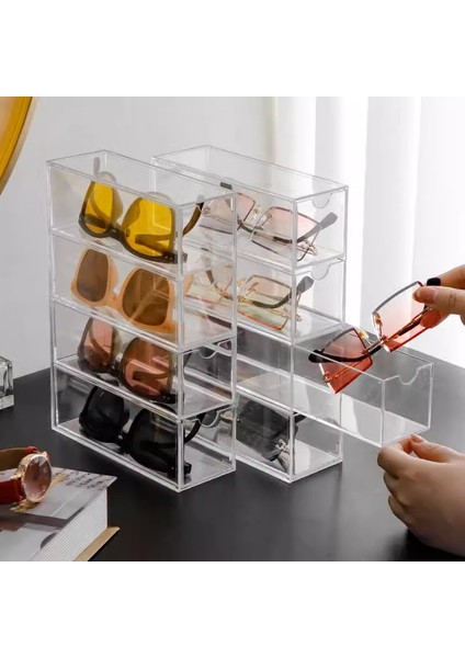 Akrilik Dört Katmanlı Gözlük Saklama Kutusu Güneş Gözlüğü Masaüstü Toz Kutusu (Yurt Dışından) modelleri
