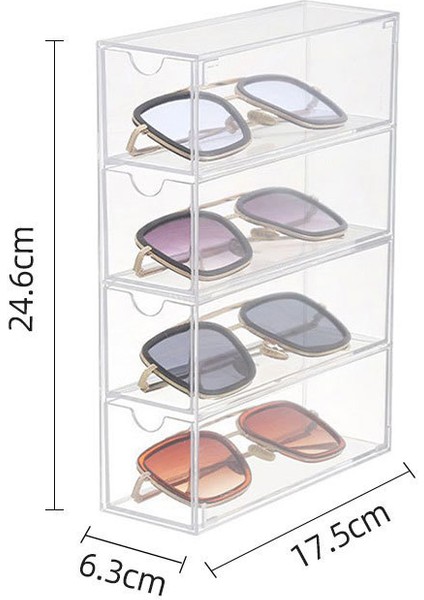 Akrilik Dört Katmanlı Gözlük Saklama Kutusu Güneş Gözlüğü Masaüstü Toz Kutusu (Yurt Dışından) fırsatları