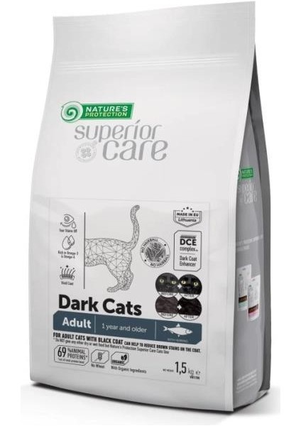 Nature's Protection Superior Care Siyah/Gri Tüylü Kediler İçin Tahılsız Ringa Balıklı Kedi Maması 1,5kg