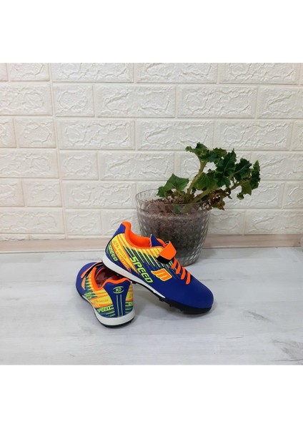 Mpone 1368 Mavi -Turuncu Erkek Çocuk Halısaha Futbol Ayakkabı