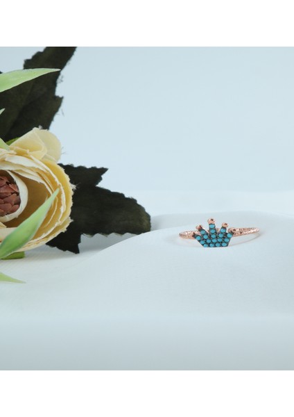 Turkuaz Taşlı Kraliçe Taç Yüzük fiyatları
