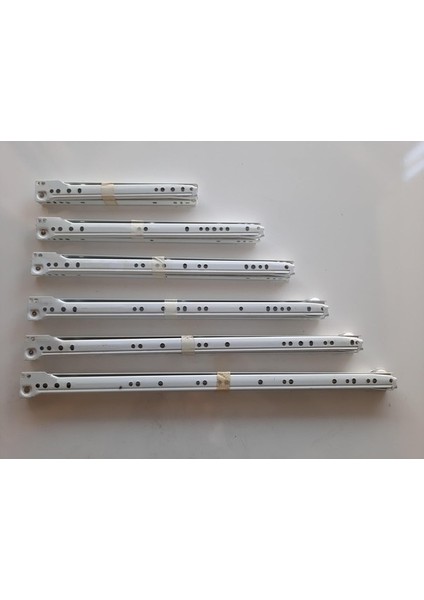 Metal Beyaz Çekmece Rayı 40CM 1 Takım (1 Çekmecelik)