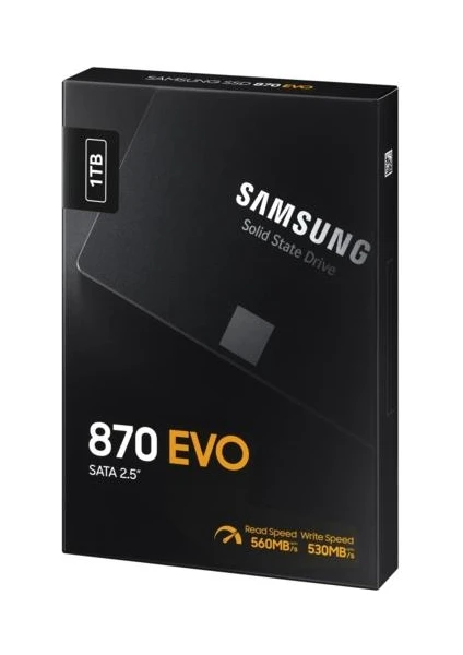 870 Evo 1tb SSD Disk MZ-77E1T0BW  560 - 530 Mb/s, 2.5", Sata 3(Resmi Samsung Tr Garantili)