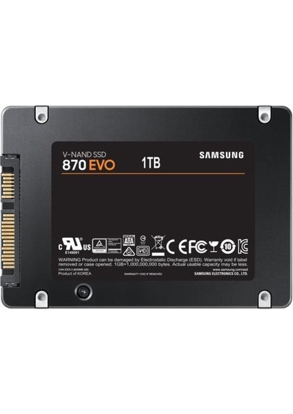 870 Evo 1tb SSD Disk MZ-77E1T0BW  560 - 530 Mb/s, 2.5", Sata 3(Resmi Samsung Tr Garantili)